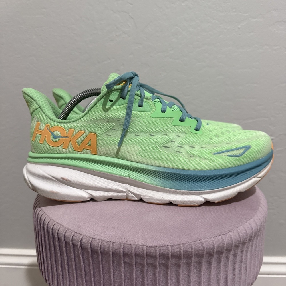 Hoka One One Clifton 9 Green Running Shoes 1127895-ZLGL Mens Sz 11D